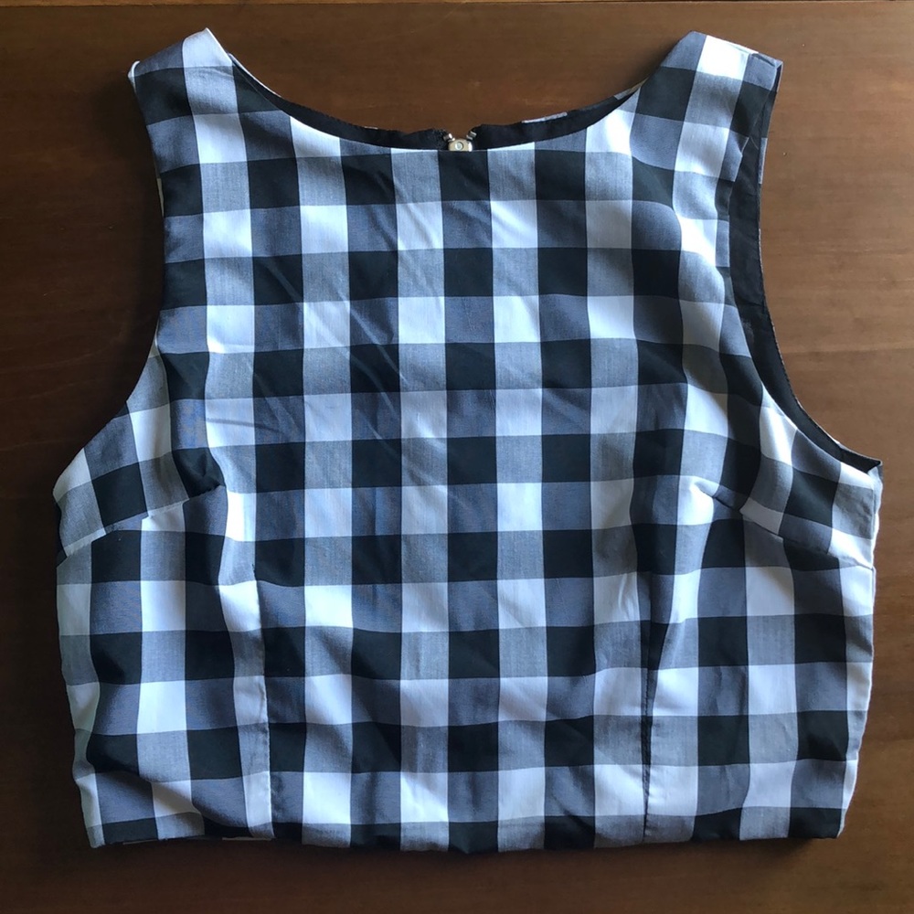 Black and White Buffalo Check Crop Top